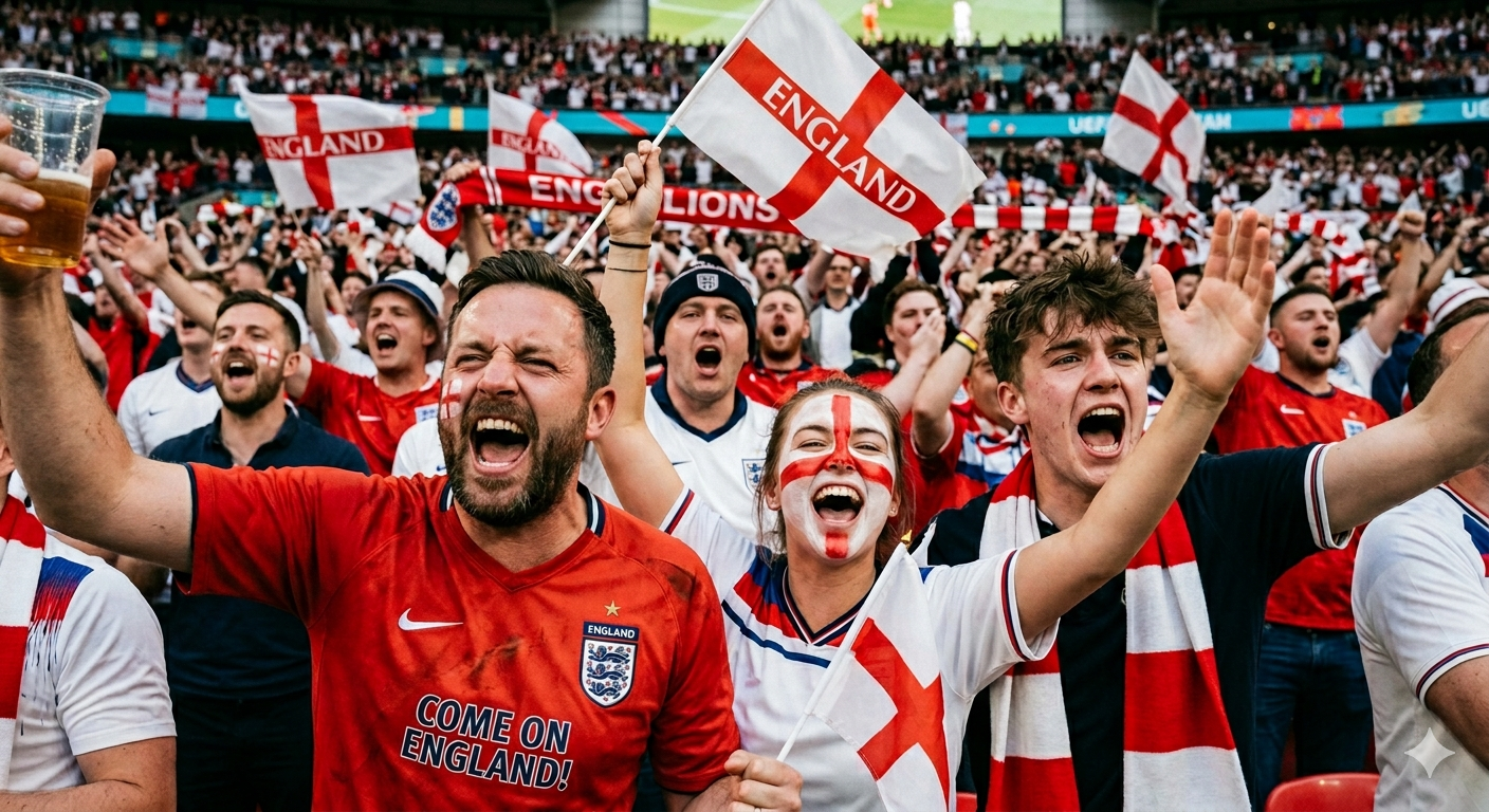 Friends and family celebrating together at a football match